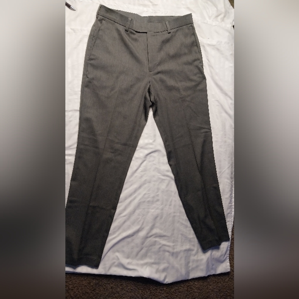 Structure Slim Fit Men's Heather Grey Flat Front Dress Pants 30x30